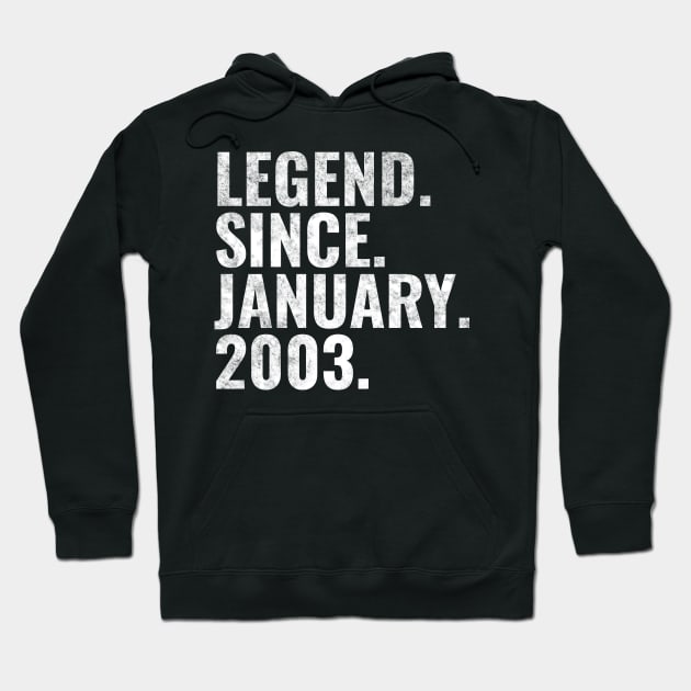 Legend since January 2003 Birthday Shirt Happy Birthday Shirts Hoodie by TeeLogic